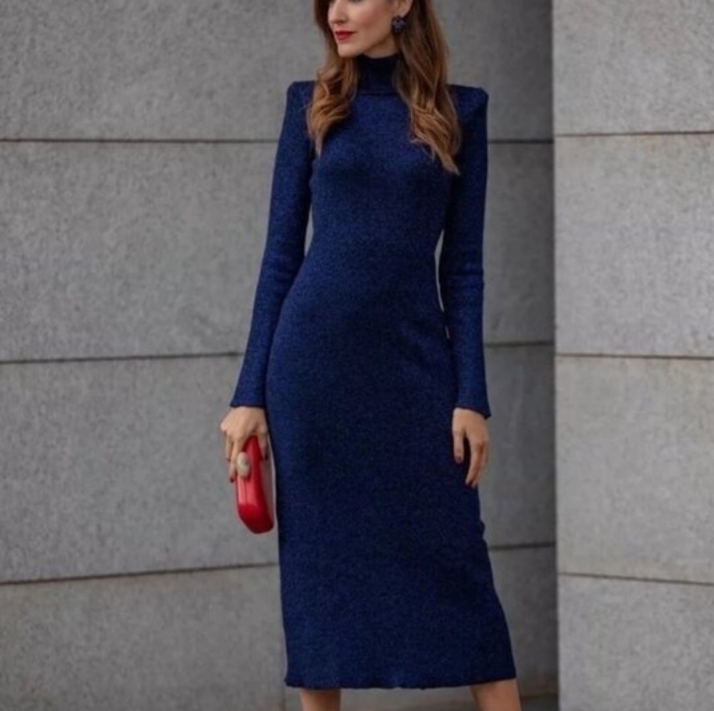 Zara metallic thread knit midi dress sz S, M,L BNWT